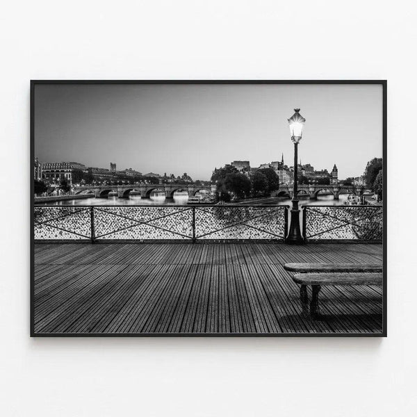 Poster Paris - Le Pont des Arts in black and white