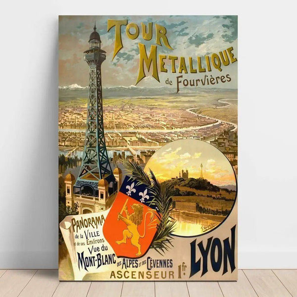 Vintage Metal Poster of the Fourvières in Lyon