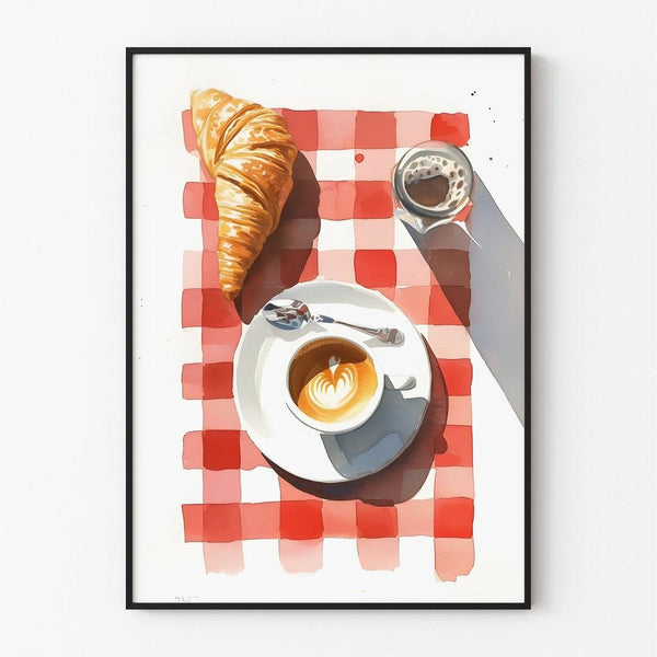 Kitchen Decor Poster - Coffee Croissant