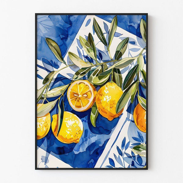 Poster décoration cuisine - Citrons et Feuilles d'Olivier