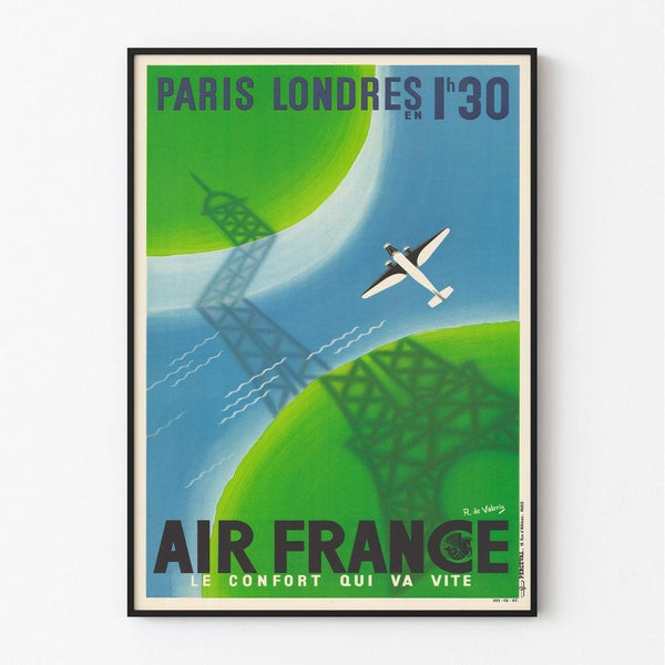 Vintage Air France Poster - Paris London in 1H30