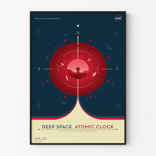 Vintage NASA Poster - Deep Space Atomic Clock Red 2017