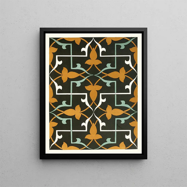 decorative tile plaques from the Afghan Border Commission Pl 14 - Afghan Border Commission — framed artwork on a wall