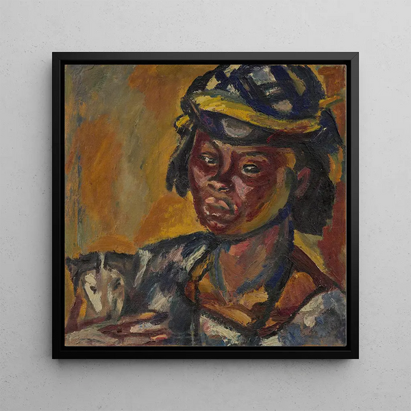 African Painting with a dog - Maurice Albert Loutreuil — framed artwork on a wall