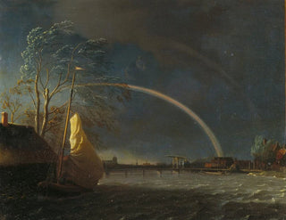 Water landscape painting with rainbow - After Allart van Everdingen — artwork view