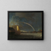 Water landscape painting with rainbow - After Allart van Everdingen — framed artwork on a wall