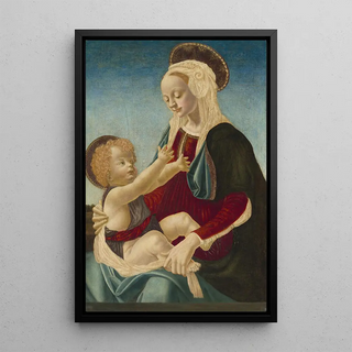 Virgin and Child Painting - After Andrea del Verrocchio — framed artwork on a wall
