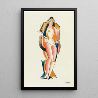 Abstract Nude Painting - After Auguste Rodin — framed artwork on a wall