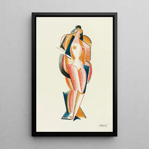 Abstract Nude Painting - After Auguste Rodin — framed artwork on a wall