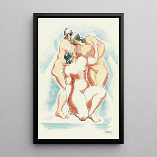 Nude 1 - After Auguste Rodin — framed artwork on a wall