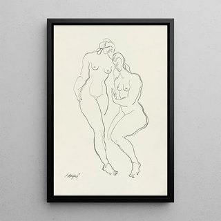 Nude 3 - After Auguste Rodin — framed artwork on a wall