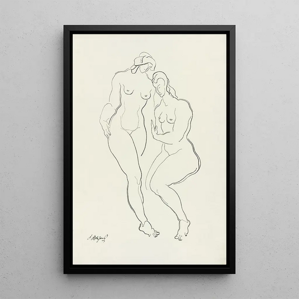 Nude 3 - After Auguste Rodin — framed artwork on a wall
