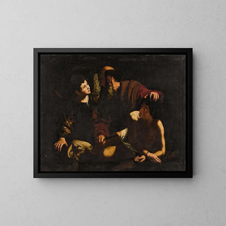 The Sacrifice of Isaac - After Bartolomeo Cavarozzi — framed artwork on a wall