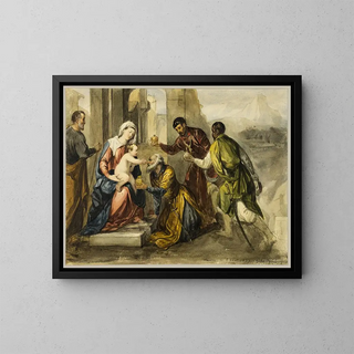 Adoration of the Magi - After Bonifacio Veronese — framed artwork on a wall