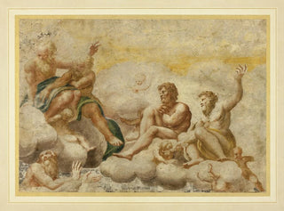 Saint Peter and other seated apostles with Saint John the Evangelist below - After Correggio — artwork view