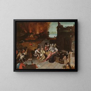 The Temptation of Saint Anthony - After Hieronymus Bosch — framed artwork on a wall
