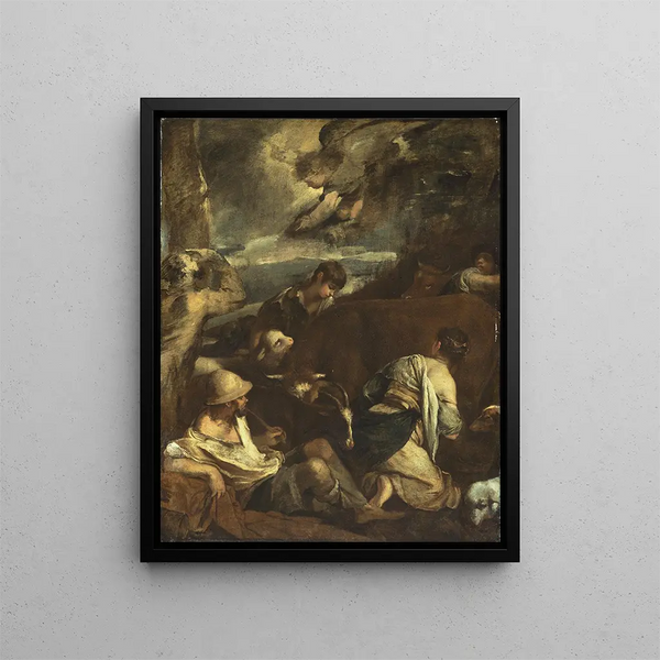 Annunciation to the Shepherds - After Jacopo Bassano — framed artwork on a wall