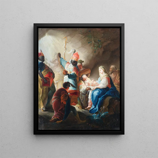 L'Adoration des Mages - After Johanna Evangelista Holzer — framed artwork on a wall