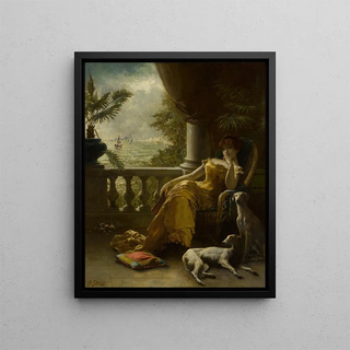 On the balcony - Agapit Stevens — framed artwork on a wall