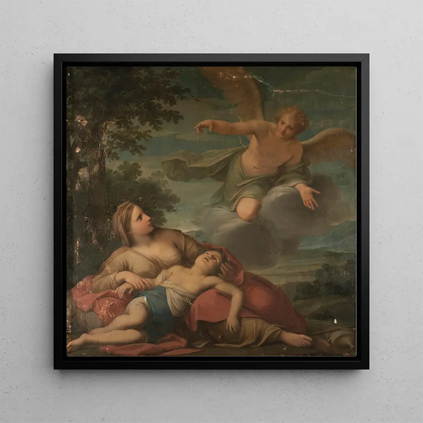 Agar and the Angel - Marcantonio Franceschini — framed artwork on a wall