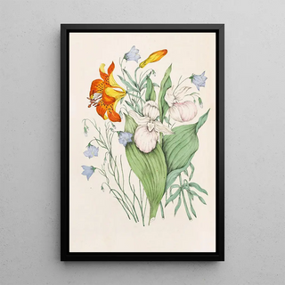 Reproduction of the painting Orange Wild Lily Campanula Canadian Venus's Shoe Stunning - Agnes Fitzgibbon