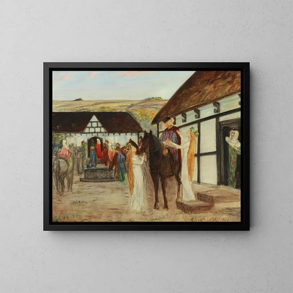 Study in Ebbe Skammelsen's wedding courtyard - Agnes Slott-Møller — framed artwork on a wall