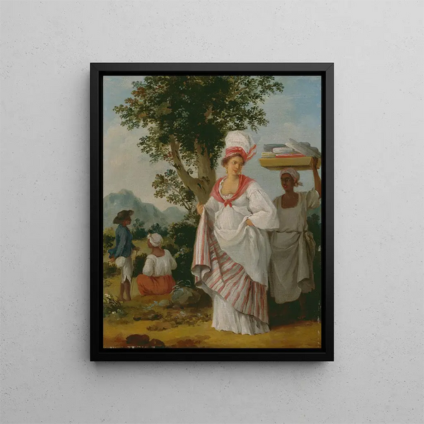 A Caribbean Creole woman accompanied by her Black servant - Agostino Brunias — framed artwork on a wall
