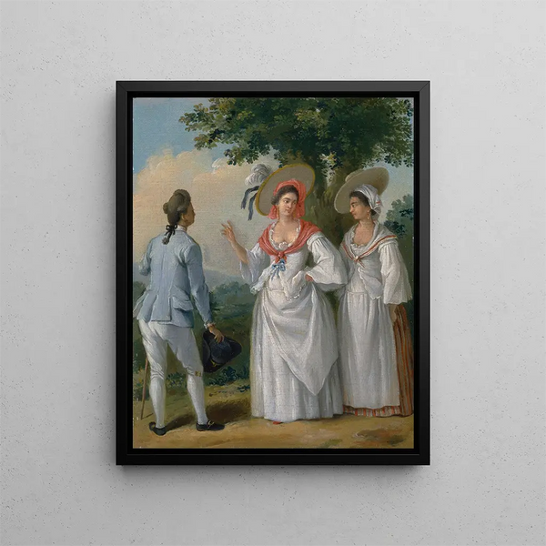 Creole Antillean free in elegant attire - Agostino Brunias — framed artwork on a wall