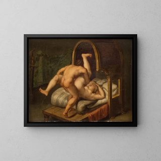 Nude Female and Male - Agostino Carracci — framed artwork on a wall