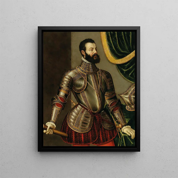 Portrait of Commander Alfonso d'Avalos, Marquis of Vasto - Agostino Galeazzi — framed artwork on a wall