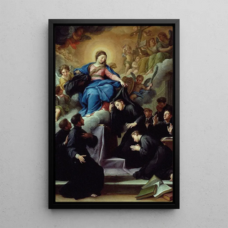 La Vierge avec les Sept Fondateurs de l'Ordre des Servites - Agostino Masucci — framed artwork on a wall