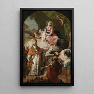 the Virgin and Child with Saints - Agostino Ugolini — framed artwork on a wall