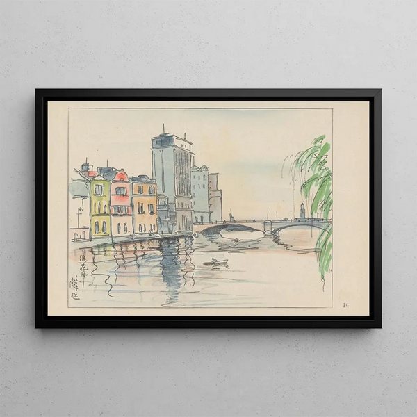Pont Naniwabashi - Akamatsu Rinsaku — framed artwork on a wall