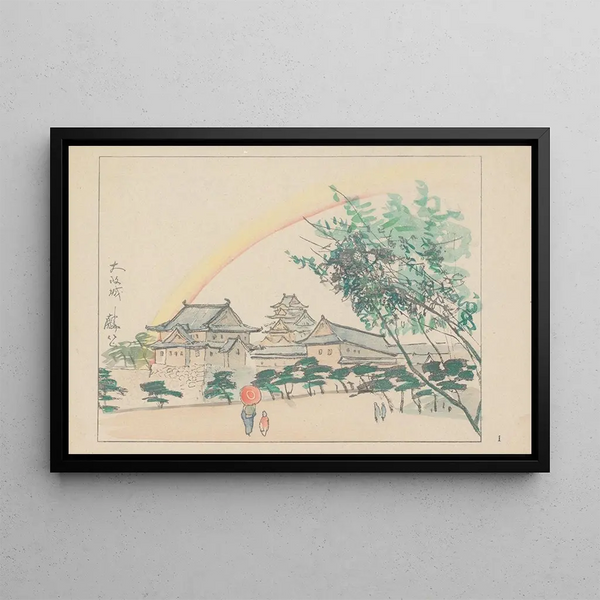 Château d'Osaka built by Toyotomi Hideyoshi in 1585 AD - Akamatsu Rinsaku — framed artwork on a wall