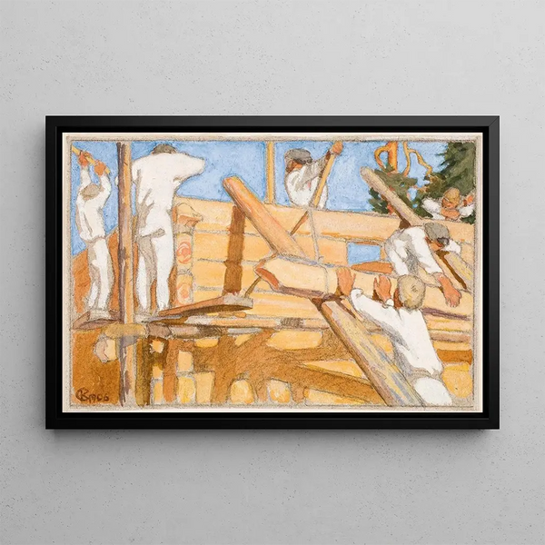 a sturdy log cabin - Akseli Gallen-Kallela — framed artwork on a wall
