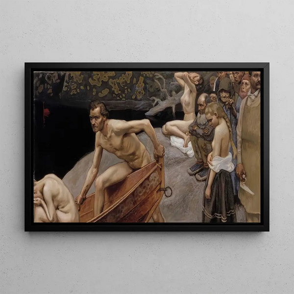 the Tuonela Riverbank, study for the frescoes of the Juslius mausoleum - Akseli Gallen-Kallela — framed artwork on a wall