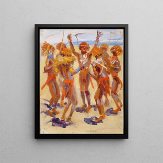 Guerriers Kikuyu dansants - Akseli Gallen-Kallela — framed artwork on a wall