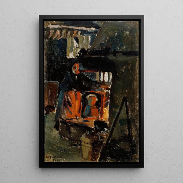 Devant le Poêle dans le Salon - Akseli Gallen-Kallela — framed artwork on a wall