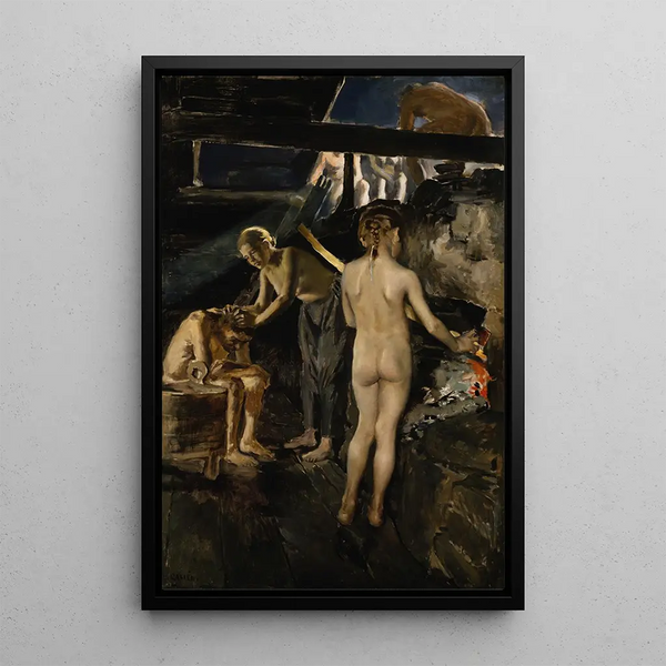 Reproduction of the painting At the Sauna - Akseli Gallen-Kallela