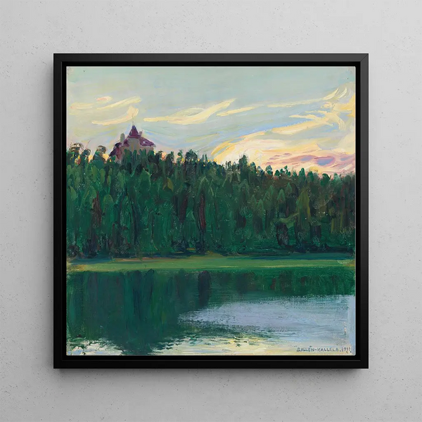 Landscape by the Lake - Akseli Gallen-Kallela — framed artwork on a wall