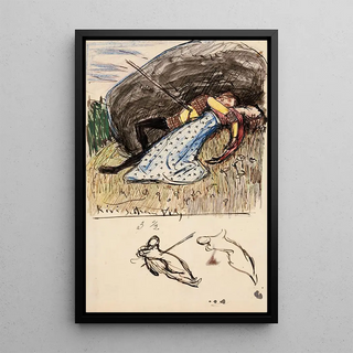 Akseli GallenKallela - Luonnoksia vrikuvaan Nuorukainen ja impi lvistettyin.webp