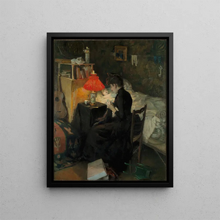 Mother with sick child - Akseli Gallen-Kallela — framed artwork on a wall