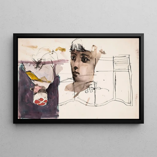 Face of a Young Woman - Akseli Gallen-Kallela — framed artwork on a wall