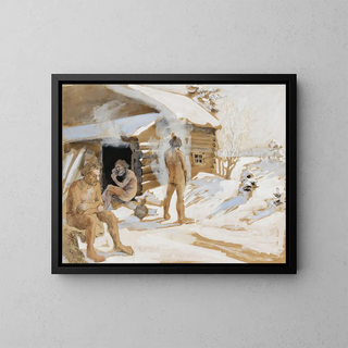 Outside the sauna - Akseli Gallen-Kallela — framed artwork on a wall