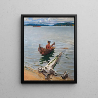 Rameur sur le lac - Akseli Gallen-Kallela — framed artwork on a wall