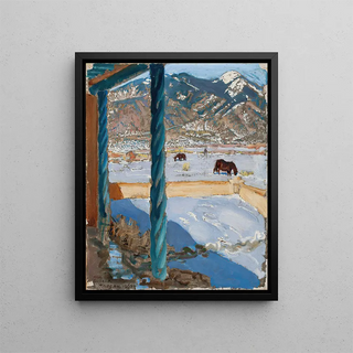 Maison Taos au soleil - Akseli Gallen-Kallela — framed artwork on a wall