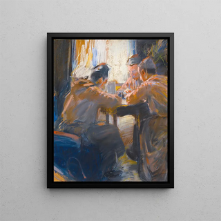 Les Joueurs de cartes - Akseli Gallen-Kallela — framed artwork on a wall