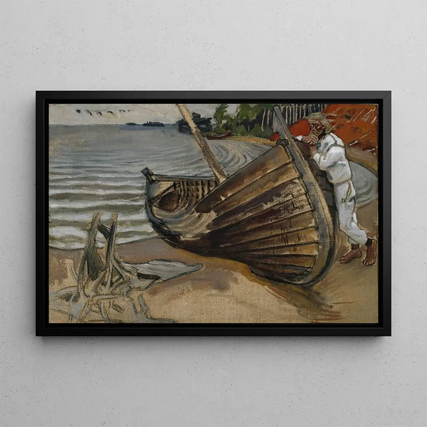 The Mourning Boat - Akseli Gallen-Kallela — framed artwork on a wall