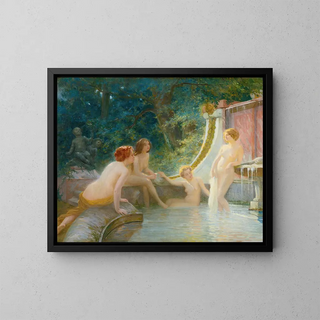 Jeunes baigneurs dans une fontaine - Albert-Auguste Fourié — framed artwork on a wall