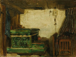 Corner of a room with a tiled stove - Albert Anker — artwork view